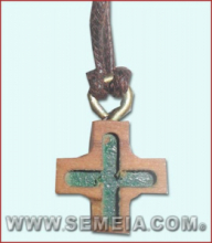 CR FR/033 Croce ulivo romana con smalto e cordoncino cm. 1,5