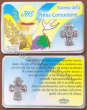 HOLY CARD C/CROCETTA IN METALLO SOGG. ASS.